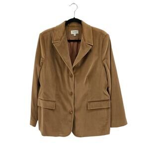 Vtg Neiman Marcus Tan Cotton Velvet 3-Button Blazer: Size 18 - Preppy - Academia